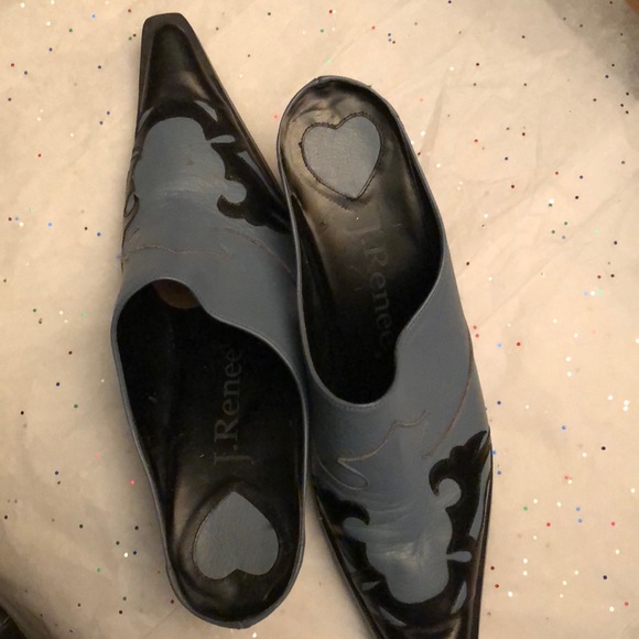 J. RENEE Blue/Black Rodeo Slip On Mules - Picture 2 of 6